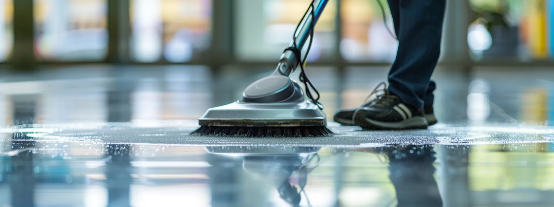 a janitorial staff member efficiently managing cleaning schedules on a sleek, user-friendly software interface.