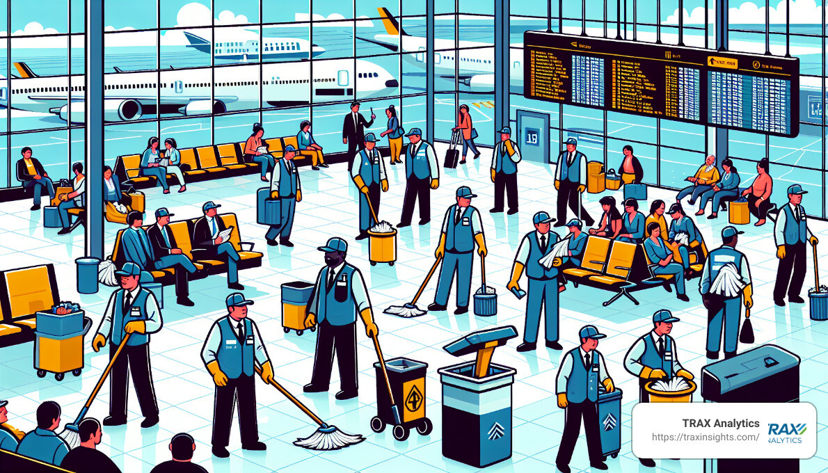 Airport terminal using TRAX smart restroom solutions